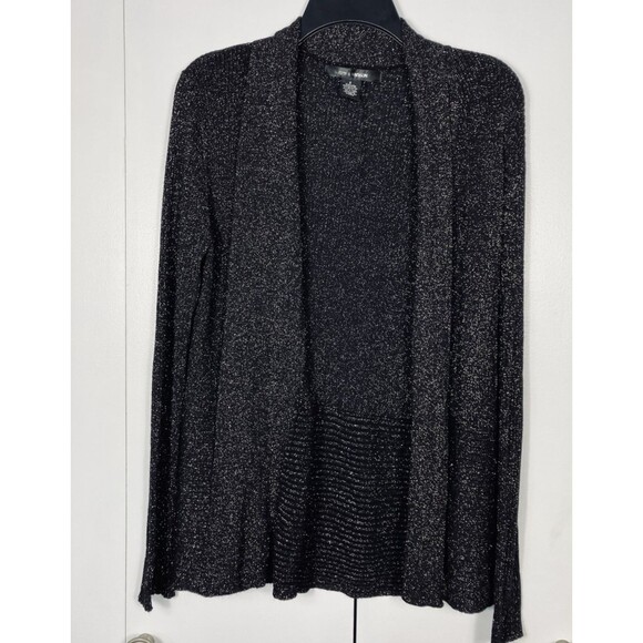 89th & Madison Sweaters - 89th & Madison Womens Shimmer  Black Cardigan Size Large